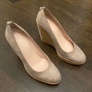 Stuart Weitzman Taupe Suede Wedges